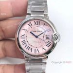 Swiss Replica Cartier Ss Pink Face Watch Ballon Bleu Series